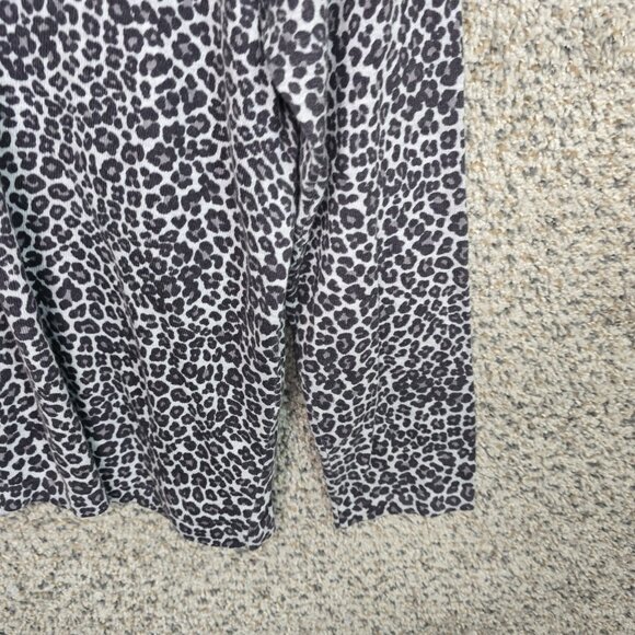 J Jill Top Womens Large Gray Animal Print Knit Scoop Neck Pullover Cotton Blend - Picture 2 of 7